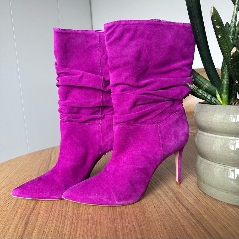 SCHUTZ Ashlee Slouch Pointed Toe Heeled Boots for Womens